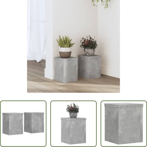 Soportes de macetas - Soportes de plantas 2 uds madera gris hormigón 15x15x20 cm