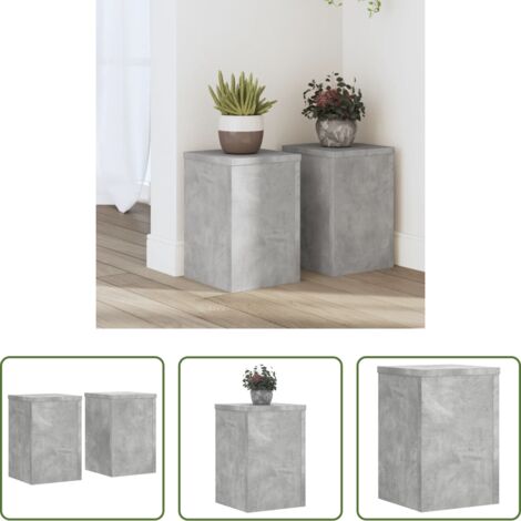 Soportes de macetas - Soportes de plantas 2 uds madera gris hormigón 20x20x30 cm