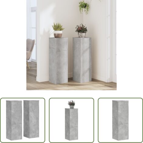 Soportes de macetas - Soportes de plantas 2 uds madera gris hormigón 25x25x80 cm