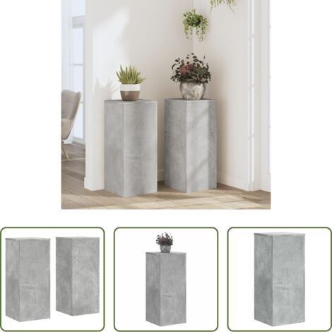Soportes de macetas - Soportes de plantas 2 uds madera gris hormigón 30x30x70 cm