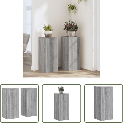 Soportes de macetas -  Soportes de plantas 2 uds madera gris Sonoma 30x30x70 cm