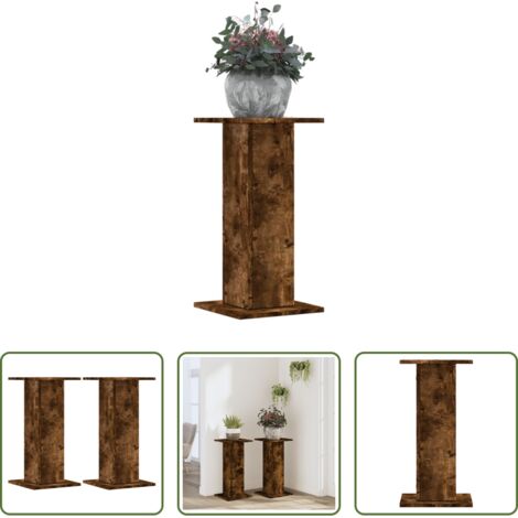 Soportes de madera -  Soportes de plantas 2 uds madera roble ahumado 30x30x60 cm
