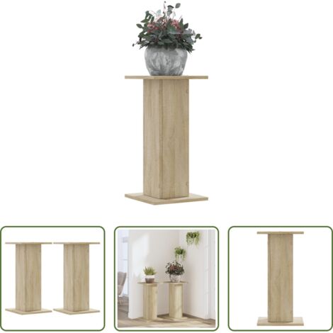 Soportes de madera -  Soportes de plantas 2 uds madera roble Sonoma 30x30x60 cm