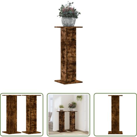 Soportes de madera -  Soportes para plantas 2 uds madera roble ahumado 30x30x80 cm
