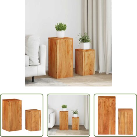 Soportes de madera -  Soportes para plantas 2 unidades madera maciza de acacia