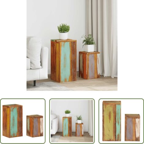Soportes de madera -  Soportes para plantas 2 unidades madera maciza reciclada