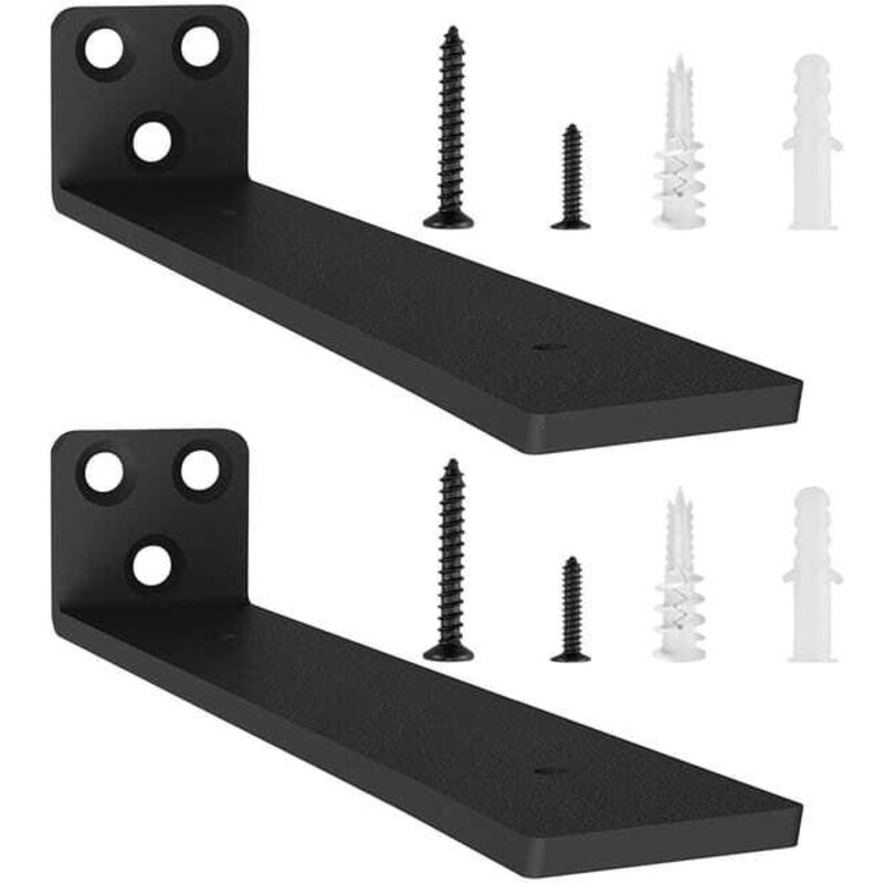 soportes de pared de 20 cm, resistentes, para estanterías abiertas (negro)