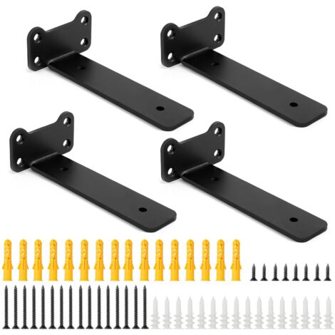 Soportes de pared para estantes (4 piezas), soportes industriales, soportes resistentes, soportes de pared perfectos para cocina, sala de estar, armario de almacenamiento, armario de oficina, color ne