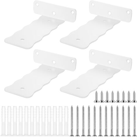 Soportes de pared para estantes de 4 piezas, soportes flotantes de 150 mm, soporte industrial para estantes de pared, soportes metálicos con fijaciones invisibles, soportes en forma de L, color blanco
