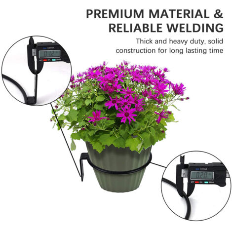Soportes de pared para macetas – metal – 3 piezas – 15 cm – negro