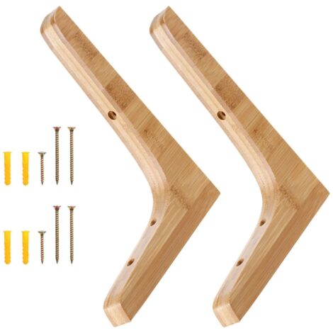 Soportes de pared triangulares de madera de 2 piezas para estantes flotantes, para baño y cocina.