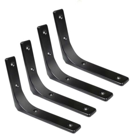 Soportes de pared ZVD, soporte de esquina metálico, 250 mm x 200 mm, acabado negro brillante