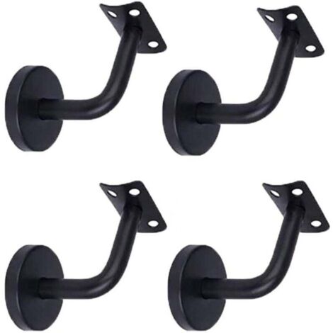 Soportes de pasamanos KZQ de acero inoxidable para barandilla de escalera (paquete de 4, negro)