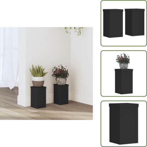 Soportes de planta - vidaXL Soportes de plantas 2 uds madera ingeniería negro 10x10x18 cm - Soportes decorativos