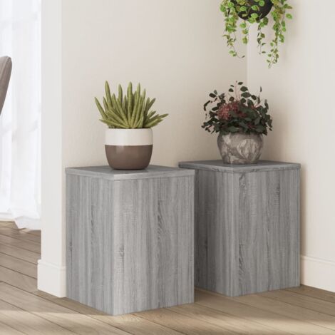 Soportes de plantas 2 uds madera gris  25x25x35 cm
