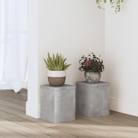 Soportes de plantas 2 uds madera gris hormigón 15x15x20 cm
