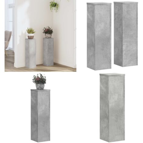 Soportes de plantas 2 uds madera gris hormigón 17x17x60 cm - Soportes de macetas - Soportes de planta gris hormigón