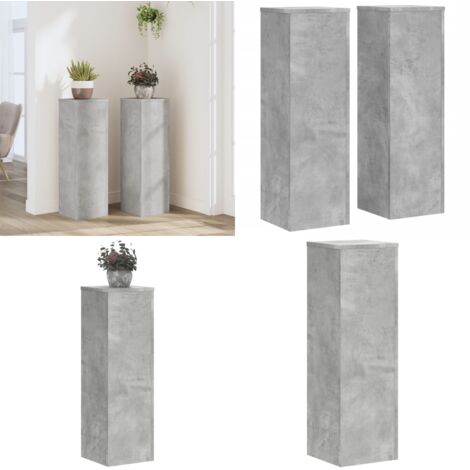 Soportes de plantas 2 uds madera gris hormigón 25x25x80 cm - Soportes de macetas - Soportes de madera