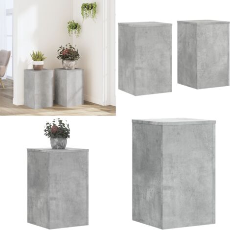 Soportes de plantas 2 uds madera gris hormigón 30x30x50 cm - Soportes de macetas - Soportes de madera