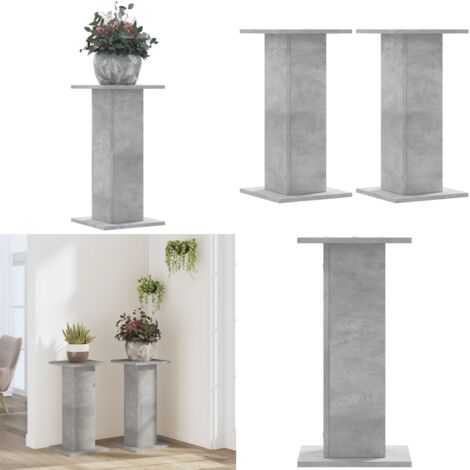 Soportes de plantas 2 uds madera gris hormigón 30x30x60 cm - Soportes de madera - Soportes decorativos