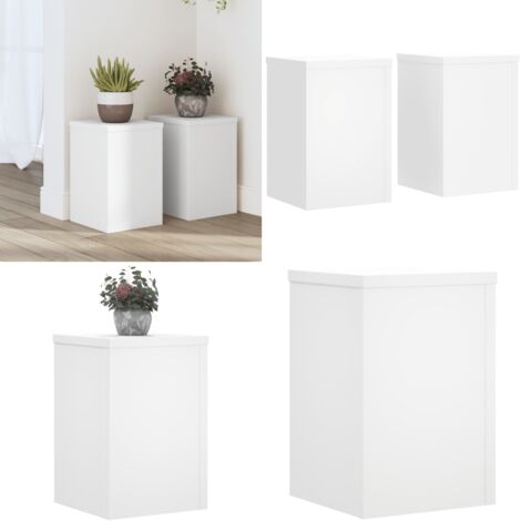 Soportes de plantas 2 uds madera ingeniería blanco 20x20x30 cm - Soportes de madera - Soportes de macetas