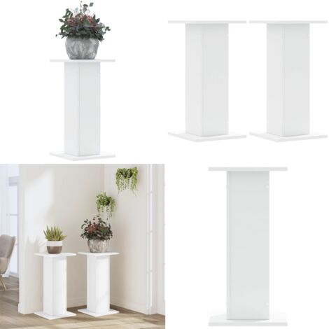 Soportes de plantas 2 uds madera ingeniería blanco 30x30x60 cm - Soportes de macetas - Soportes decorativos