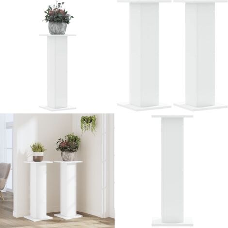 Soportes de plantas 2 uds madera ingeniería blanco 30x30x80 cm - Soportes de madera - Soportes decorativos