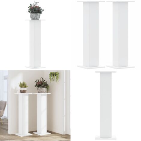 Soportes de plantas 2 uds madera ingeniería blanco 30x30x95 cm - Soportes de macetas - Soportes decorativos