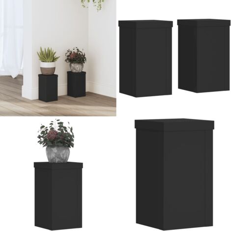 Soportes de plantas 2 uds madera ingeniería negro 10x10x18 cm - Soportes de macetas - Soportes de madera