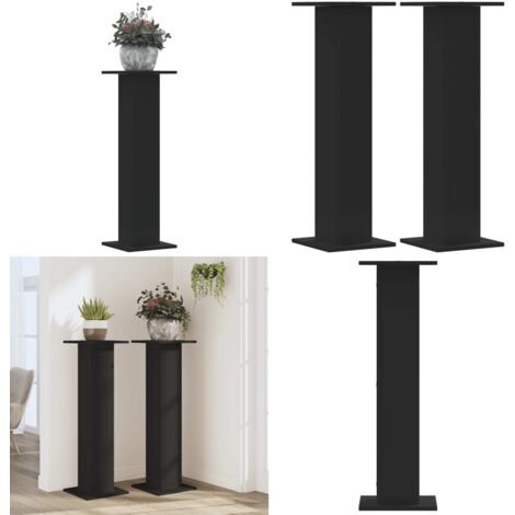 Soportes de plantas 2 uds madera ingeniería negro 30x30x95 cm - Soportes de madera - Soportes decorativos