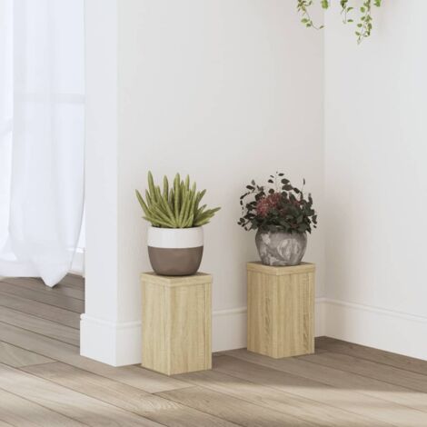 Soportes de plantas 2 uds madera roble  10x10x18 cm