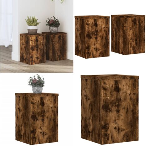 Soportes de plantas 2 uds madera roble ahumado 20x20x30 cm - Soportes de madera - Soportes de macetas
