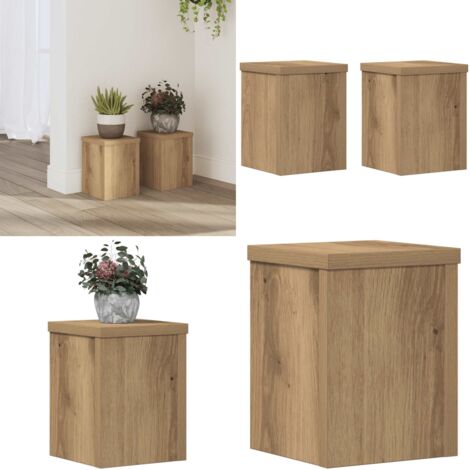 Soportes de plantas 2 uds madera roble artisian 15x15x20 cm - Soportes de macetas - Soportes de madera
