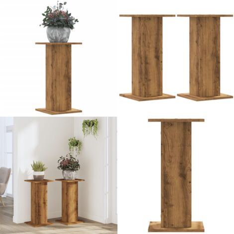 Soportes de plantas 2 uds madera roble artisian 30x30x60 cm - Soportes de madera - Soportes decorativos