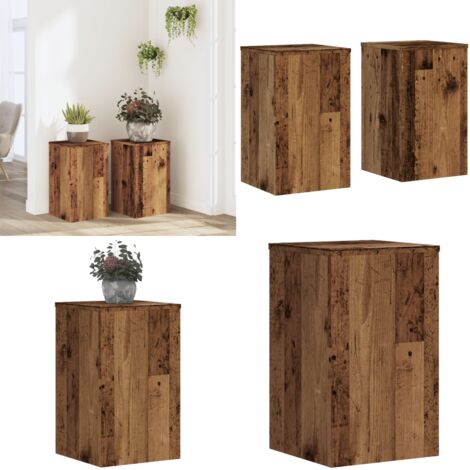 Soportes de plantas 2 uds madera roble envejecido 30x30x50 cm - Soportes de macetas - Soportes de madera