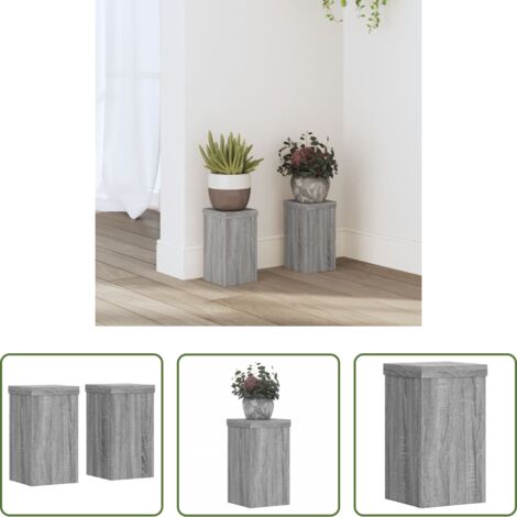 Soportes de plantas -  Soportes de plantas 2 uds madera gris Sonoma 10x10x18 cm