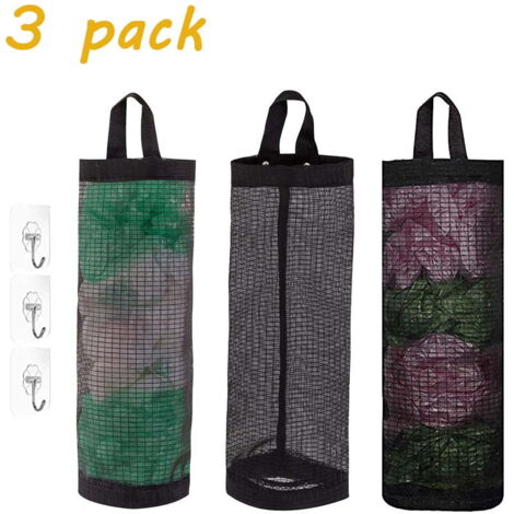 soportes de plástico para bolsas de la compra de poliéster, plegables, transpirables, lavables, de malla, para guardar la basura de la cocina, negros