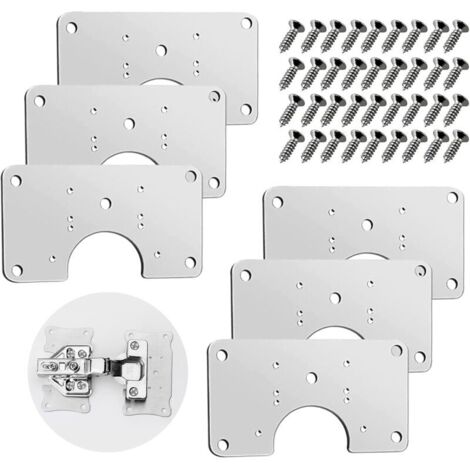 Soportes de reparación de bisagras de gabinete, conjunto de placa de reparación de bisagras de acero inoxidable, kit de reparación de bisagras de muebles