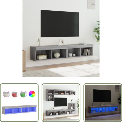 Soportes de TV -  Muebles de TV con luces LED 2 uds gris Sonoma 80x30x30 cm