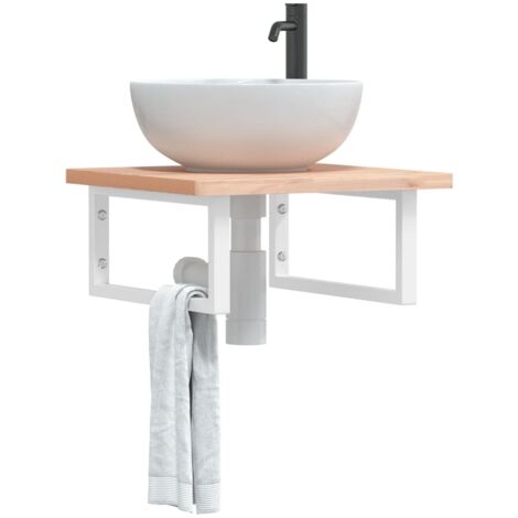 Soportes estante de lavabo 2 uds rectangular acero blanco