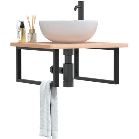 Soportes estante de lavabo 2 uds rectangular acero negro