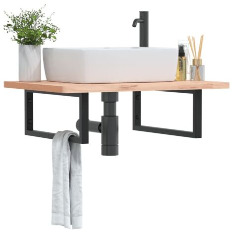 Soportes estante de lavabo 2 uds rectangular acero negro