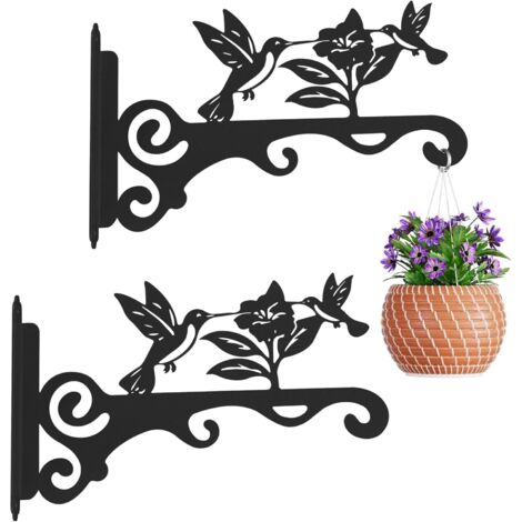Soportes metálicos para plantas, aptos para colgar plantas, comederos para pájaros, campanillas de viento y faroles (2 piezas, 25 cm).