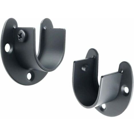 soportes para barra de cortina en forma de U, para colgar cortinas o armarios, acero inoxidable negro mate.