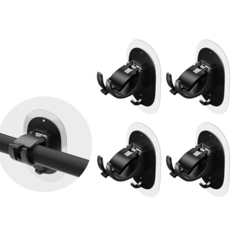 Soportes para barras de cortina sin necesidad de taladrar, ganchos para cortinas para baño, sala de estar, cocina, 4 piezas, color negro.