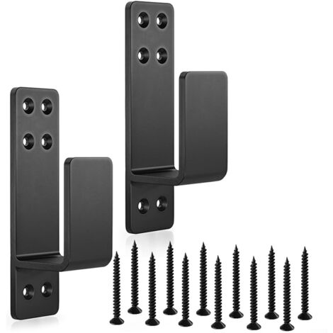 soportes para cerradura de puerta de madera de 2 x 4, soportes de barricada para puerta gruesos y resistentes, soportes en forma de U de acero al carbono, color negro.