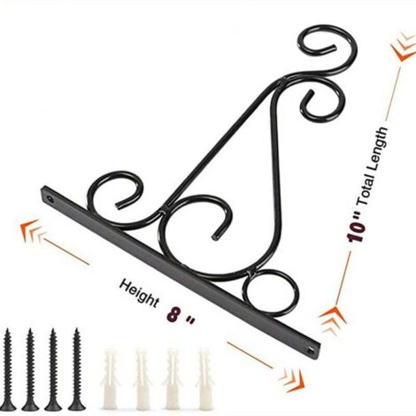 Soportes para cestas colgantes, ganchos de pared de hierro, soportes colgantes de metal para exteriores con tornillos, decoración de jardín para plantas, linternas, campanillas de viento (2 piezas)