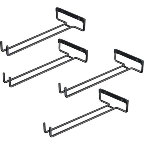 soportes para copas de vino, de hierro, para 4 copas, expositor de pared, soporte invertido para vinotecas, bares y cocinas (negro)