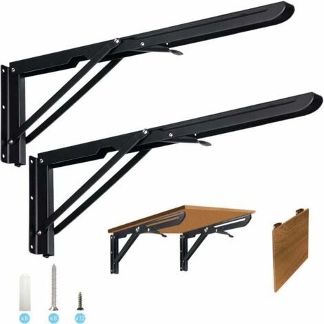 soportes para estantes de pared de 450 mm: soportes resistentes, soportes plegables, soportes plegables de acero inoxidable para montaje en pared, soporte para estantes plegables, mesa de estante