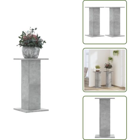 Soportes para macetas - vidaXL Soportes de plantas 2 uds madera gris hormigón 30x30x60 cm - Soportes para plantas en casa